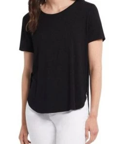 Tribal Short Sleeve Crew Neck Top With Button Back Detail