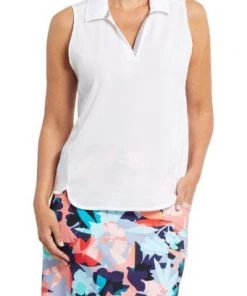 Tribal Sleeveless Polo With Stripe Trim