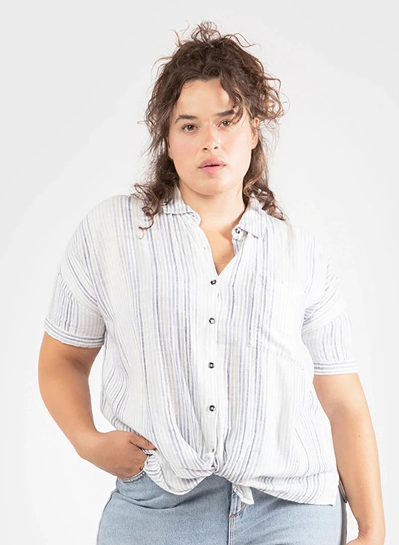 Dex Plus Tie Front Linen Shirt 3 Dex Plus Tie Front Linen Shirt