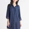 Black Tape_ Women Black Tape Tencel Shirt Dress