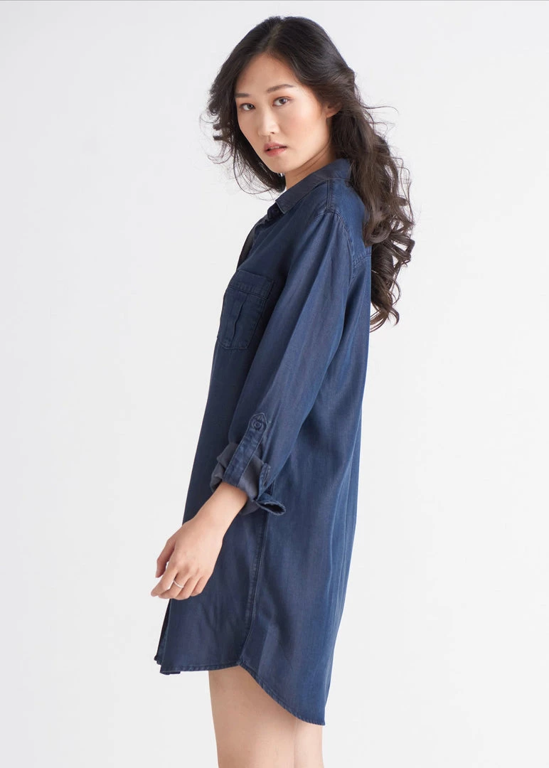 Black Tape_ Women Black Tape Tencel Shirt Dress 4 Black Tape_ Women Black Tape Tencel Shirt Dress