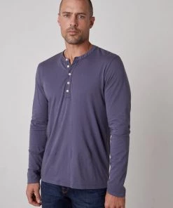 Velvet Men's Alvaro Cotton Jersey Henley Long Sleeve Shirt